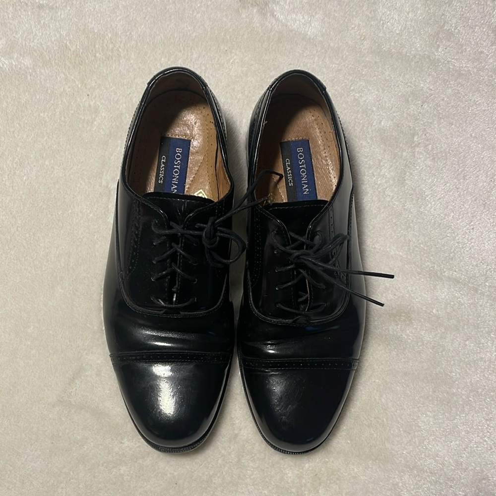 Mens Bostonian Classics Black Leather Oxford Shoe Size 9M